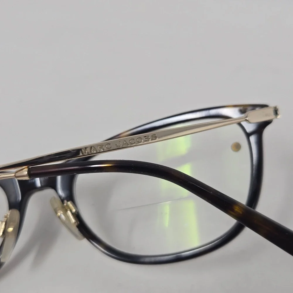 Marc Jacobs Tortoise Shell Cat Eye Eyeglasses Gold Metal Temples 53-18 MARC668G